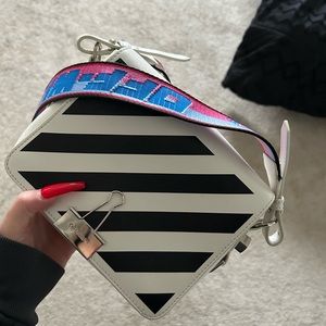 Off-White Diagonal Mini Binder Bag Pink Strap